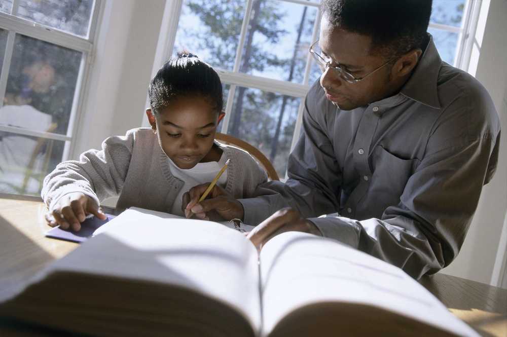 Father teaching daughter